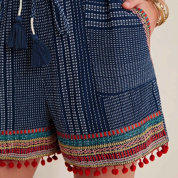 HTF Anthropologie Lacey Pommed Off-The-Shoulder Romper - Picture 5 of 5